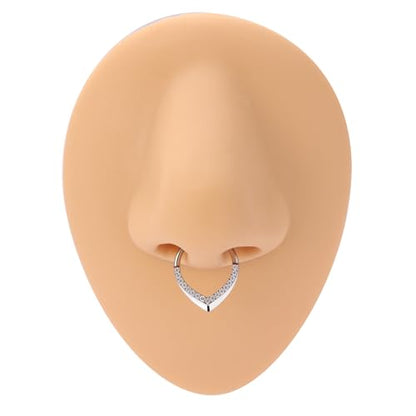 GAGABODY Daith Piercing Jewelry 16g Septum Ring Septum Jewelry Nose Hoop Daith Earring Surgical Steel Cartilage Earrings Hoop Helix Piercing Jewelry - color: 1pc Silver+Water Droplets CZ