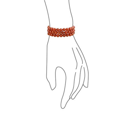 Bling Jewelry Genuine 8MM Gemstone Ball Bead Stretch Bracelet Stackable (3 Set) - color: Red Carnelian