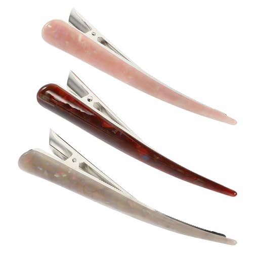 3pcs Acrylic Hair Clips Set for Women, Long Large Hairpin Barrettes in Pink, Coffee, and Cream, Decorative Hair Accessories for Styling and Everyday Use