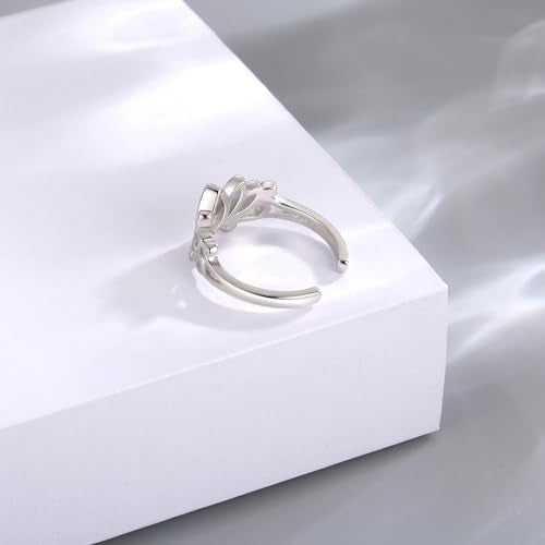 Sariel 925 Sterling Silver Toe Rings for Women Boho Adjustable Mid Finger Rings Summer Vacation Ocean Beach - color: Lotus
