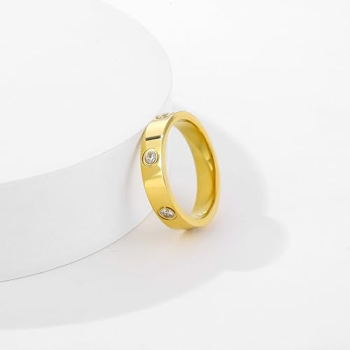 YCSLYW Ladies Stainless Steel Ring Love Friendship Ring Golden high polishing, low allergy Wedding Jewelry Valentine's Day Birthday Gift, 5-10 - color: Love Gold, size: 9