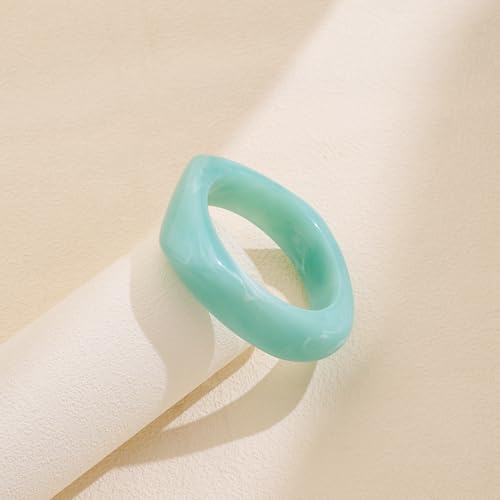 Chunky Acrylic Bangles Bracelets For Women Geometric Acrylic Resin Acetate Mottled Wide Bangle Bracelet Statement Colorful Bangles for Party - color: 03-square bangle