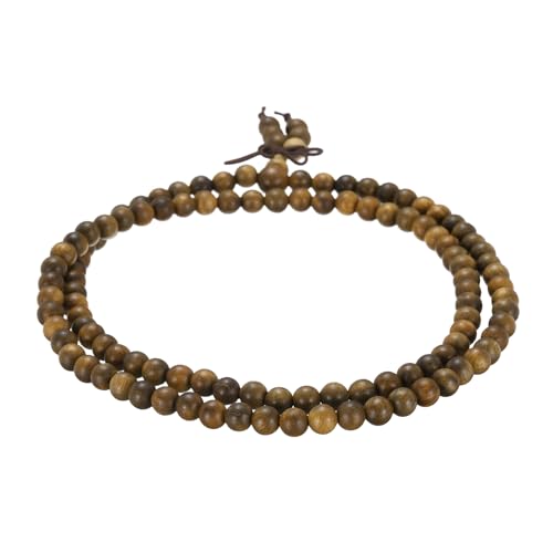 MECCANIXITY Prayer Beads Bracelet, Natural Wooden Bead Mala Bracelets Link Wrist Men Women Beaded Stretch Crafts Bangle - color: Green Sandalwood Color