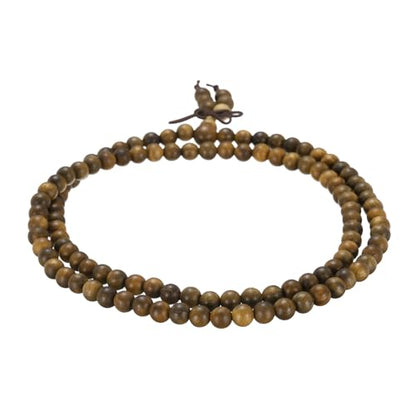 MECCANIXITY Prayer Beads Bracelet, Natural Wooden Bead Mala Bracelets Link Wrist Men Women Beaded Stretch Crafts Bangle - color: Green Sandalwood Color