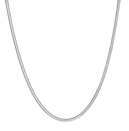 BORUO 925 Sterling Silver Snake Chain Necklace | Waterproof 14K Gold Plated Snake Chain | 1mm 1.5mm Solid Italian Nickel-Free Necklace Lobster Claw Clasp 14-30 Inch - color: Waterproof White Gold Plated Stainless Steel 1.5mm, size: 16 Inch
