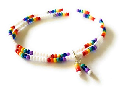 Rainbow ankle bracelet pride colors LGBT seed bead anklet