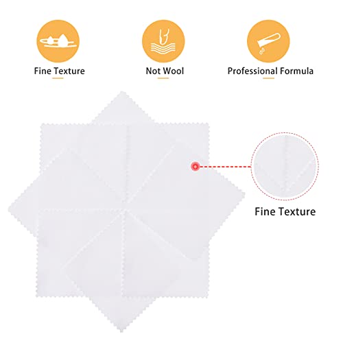 CATIFLIN 100pcs Jewelry Cleaning Cloth, Silver Polishing Cloth Individually Wrapped, Small Jewelry Polishing Cloth for Sterling Silver, Gold, Platinum and More (White, 3.15" x 3.15") - color: White