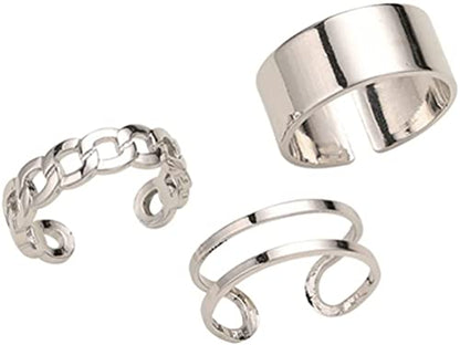3 Pcs Vintage Ring Set Simple Open Toe Rings Adjustable Finger Ring Fashionable Jewelry Gifts For Women Durability