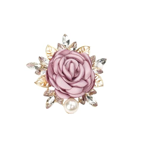 Rose Flower Brooch for Women Large Flower Brooch Elegant Pearl Brooches Handmade Crystal Pearl Pins Fabric Floral Lapel Pin Christmas Valentine's Day Dress Suit Accessories - color: otherC