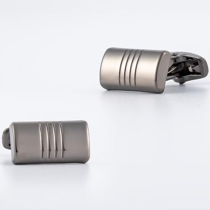 Black Striped Alloy Electroplated Gun Set French Business Cufflink Tie Clip