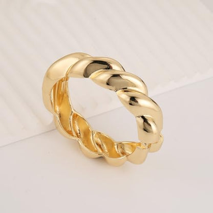 HZMAN Chunky Gold Cuff Bracelets for Women Thick Wide Bangle Bracelet Hammered Open Hinge Wrist Cuff Bracelet Jewelry Gift - color: 06.Twisted Shape Gold