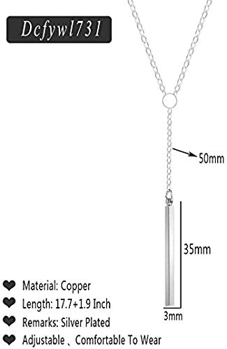 Dcfywl731 Minimal Dainty Gold Plated Dangle Earrings Layered Bar Pendant Neckalce Gold Long Y-Necklace Gold Earrings and Necklaces Set Delicate Lariat Chain Jewelry for Women - color: B3: gold long necklaces