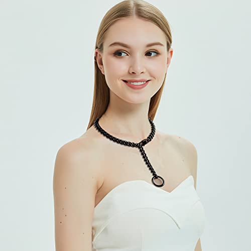 Womens Choker Chain Sexy Stainless Steel Cuban Link Necklace | Hot O Ring Pendant tail,Adjustable,Punk Rock,Sexy Pendant, Easy Choker,No tarnish,Punk Rock Hiphop - color: Balck
