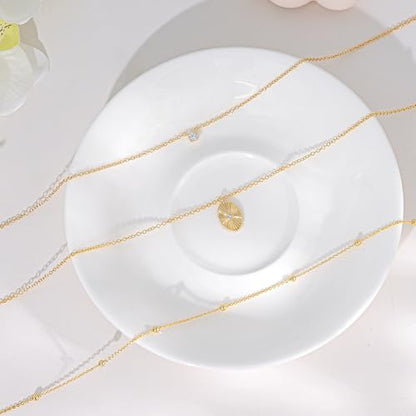Layered Necklaces for Women - Dainty Necklace Stack 14K Gold Plated Layering Pendant Necklace Set Simple Gold Necklaces for Women Trendy Jewelry Gifts for Women - color: Gold-Set2