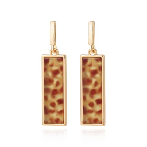 Coiris Rectangle Earrings for Women Geometric Stud Dangle Drop Jewelry Lightweight Colorful Print Statement Accessories - color: Leopard
