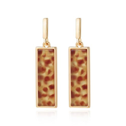 Coiris Rectangle Earrings for Women Geometric Stud Dangle Drop Jewelry Lightweight Colorful Print Statement Accessories - color: Leopard