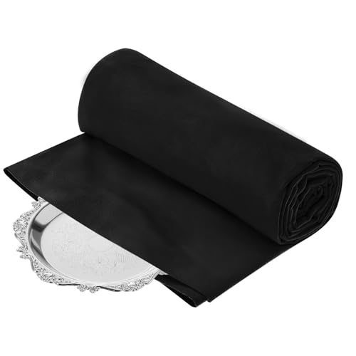 Jecery 1.1 Yard Anti Tarnish Silver Cloth by the Yard, Luxury Jewelry Silver Polishing Storage Protect Cloths for Silverware Flatware Silversmith Polishing(Black) - color: Black