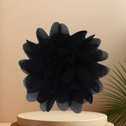 Satin Fabric Large Flower Brooch Pin Dainty Handmade Big Rose Flower Brooches Blossom Lapel Pins Silk Camellia Flowers Pin Wedding Dance Prom Party Banquet Dresses Suit Clothes Jewelry for Women - color: Black