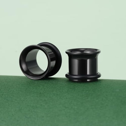 TBOSEN Precise Dimensions Stainless Steel Set Double|Single Flare Tunnel Screw Gauge Ear Expander Stretching Kit Piercing Mixed Size - color: Black-Single Flare, size: 1.6-10mm(14G-00G)