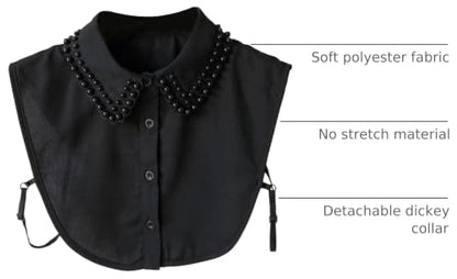 Verdusa Women's Fake Collar Detachable Dickey Collar Half Shirts Blouse - color: Beaded Black