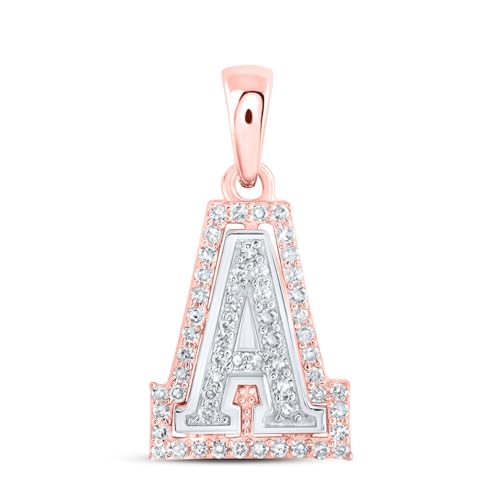 Sonia Jewels Solid 10K Yellow and White Gold Two Tone Real Natural Diamond Womens A-Z Initial Letter Pendant Charm for Necklaces 1/6 Carat (.17 Cttw) - style: A - 10k White and Rose Gold