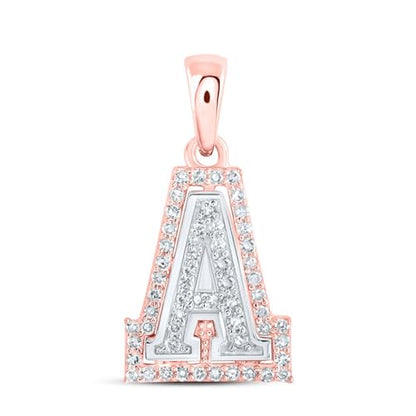 Sonia Jewels Solid 10K Yellow and White Gold Two Tone Real Natural Diamond Womens A-Z Initial Letter Pendant Charm for Necklaces 1/6 Carat (.17 Cttw) - style: A - 10k White and Rose Gold