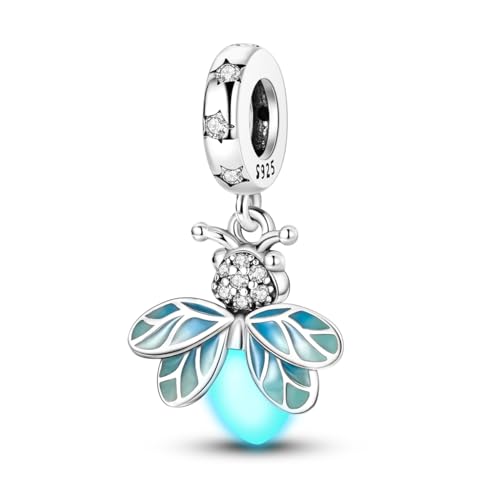MULA 925 Sterling Silver Charms for Bracelets and Necklace Family Pendants | Airplane Travel Dangle Beads Family Tree Jewelry Charms for Women - color: Summer Glowworm