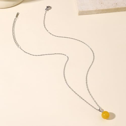 Natural Jade Necklace for Women Sterling Silver Adjustable Handmade Green Jade Pendant Necklaces Healing Crystal Necklace Good Luck Gift for Her - style: Citrine Necklace