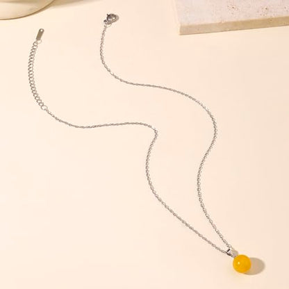 Natural Jade Necklace for Women Sterling Silver Adjustable Handmade Green Jade Pendant Necklaces Healing Crystal Necklace Good Luck Gift for Her - style: Citrine Necklace