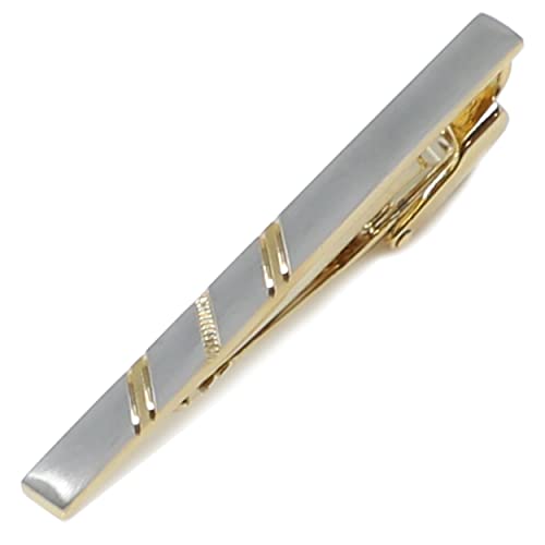 Classic Silver And Gold Bi-tone Plating Tie Clips With Gift Box Men Fashion Tie bar - style: Stripe BS