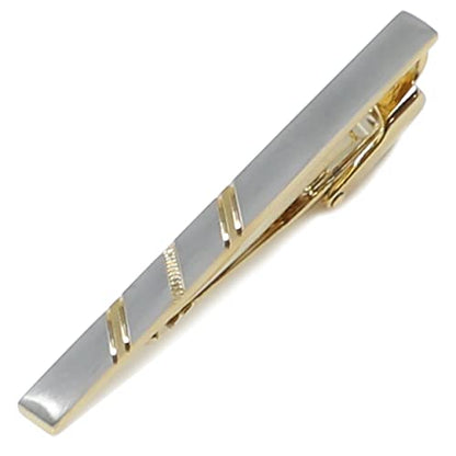 Classic Silver And Gold Bi-tone Plating Tie Clips With Gift Box Men Fashion Tie bar - style: Stripe BS