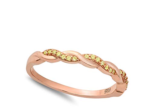 CHOOSE YOUR COLOR Sterling Silver Infinity Knot Ring - color: Yellow (Simulated Citrine)