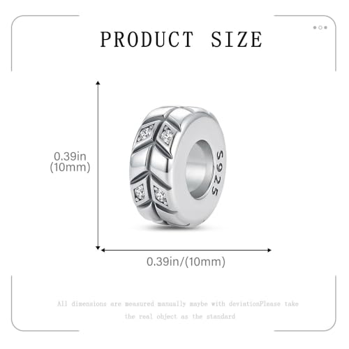 KEQ 925 Silver Spacer Stopper Bead Charms Clearance for Pandora Bracelets Birthstone CZ Always Stopper Birthday Gifts for Mom Grandmom Granddaughter Wife Sisters Friends - color: Double row of CZ(2 Pcs)