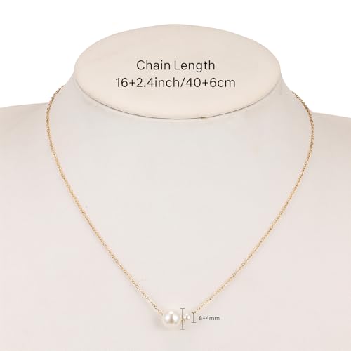 Dainty Pearl Necklace for Women Gold Plated Bridal Wedding Jewelry Trendy Cute Lariat Pearl Pendant Drop Charm Choker Stackable Necklace Gift for Women Mom Sister Daughter - color: C.single pearl