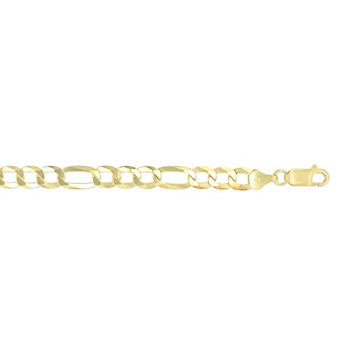 14K Gold or Rhodium Plated Silver Figaro Chain For Men | 1mm-13mm Thick | Solid 925 Figaro Italian Necklaces For Men - style: 6.60MM- Yellow