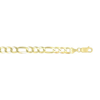 14K Gold or Rhodium Plated Silver Figaro Chain For Men | 1mm-13mm Thick | Solid 925 Figaro Italian Necklaces For Men - style: 6.60MM- Yellow
