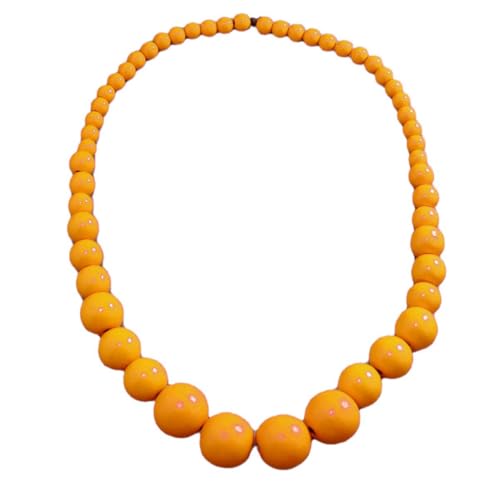 Fuqimanman2020 Chunky Large Simulated Pearl Choker Necklace Drop Dangle Earrings Crystal Bib Big Round Beaded Strand Multicolor Costume Statement Wedding Jewelry Set for Women Brides - color: Neon Orange