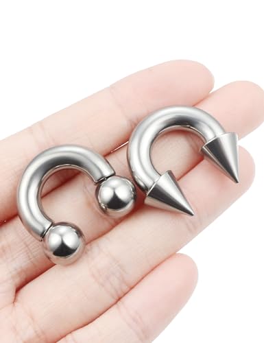F136 Titanium 20/18/16/14/12/8/4/2g Septum Nose Rings Gauge Earrings Lip Rings Prince Albert Jewelry Internally Threaded Horseshoe Hoop Piercings - size: 2g*12mm