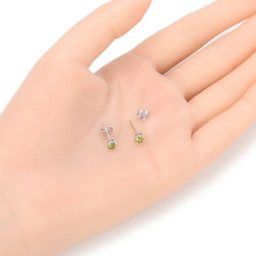 1 Pair Adabele Authentic Sterling Silver Birthstone Stud Earrings 4mm/0.25 Carat Tiny Cubic Zirconia Imitation Diamond Gemstone Hypoallergenic Nickel Free Tarnish Resistant Women Men Jewelry - color: August
