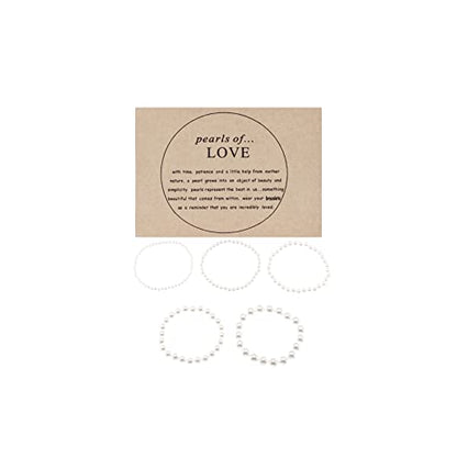COLORFUL BLING Imitation Pearl Strands Choker Necklace Bracelet With Meaningful Card for Wedding Anniversary Birthday Party Gifts Bridal Jewelry Set - color: 5pcs bracelet