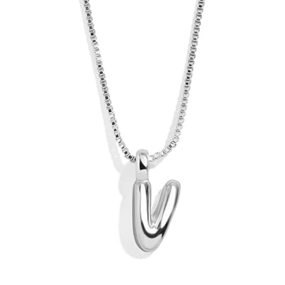 BaubleBar Gold-Plated Initial Necklace - Bubble or Signature Letter Pendant, 17-Inch Chain Necklace with Lobster Clasp, Fashion Jewelry, Perfect Personalized Gift for Women - color: V