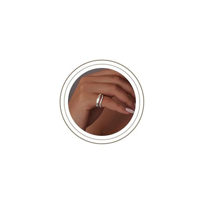 Gold Rings for Women Men Non Tarnish, Waterproof Chunky 14K Gold Plated Dainty Stackable Rings Trendy Statement Pinky Thumb Rings Engagement Eternity Wedding Band Ring Stacking Gold Jewelry Size 3 4 5 6 7 8 9 10 11 - color: Silver, size: 3