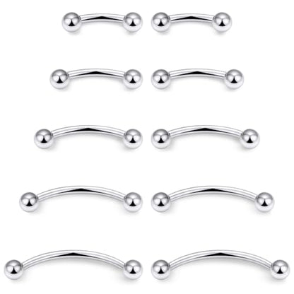 20G 16G 14G 12G Eyebrow Ring Piercing Jewelry Surgical Steel Vertical Labret Lip Ring Rook Daith Earrings Navel Small Tiny Belly Button Ring Piercing Jewelry for Women Men Silver Black Gold - color: Silver, size: 16G