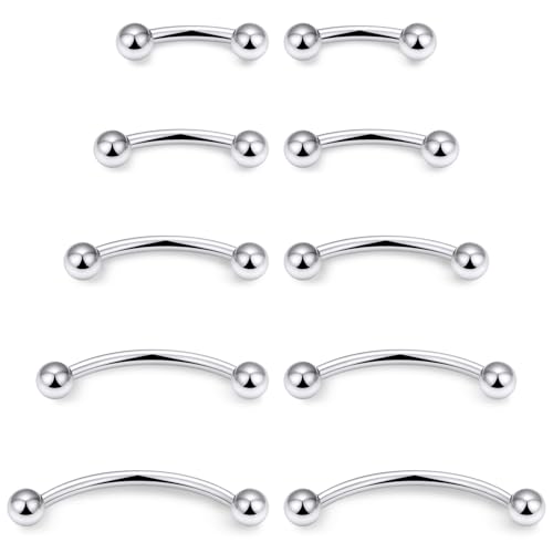 20G 16G 14G 12G Eyebrow Ring Piercing Jewelry Surgical Steel Vertical Labret Lip Ring Rook Daith Earrings Navel Small Tiny Belly Button Ring Piercing Jewelry for Women Men Silver Black Gold - color: Silver, size: 16G
