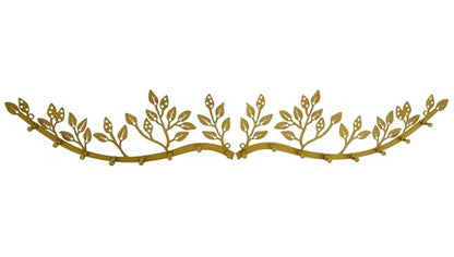 Wall Mounted Jewelry Necklace Holder Organizer with 8 Hooks and 43 Holes, Neatly Hanging Earring, Bracelet, and Keys - Rustic Gold Metal Tree Leaf Branch Wall Décor