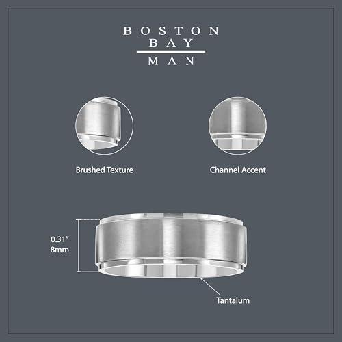 Boston Bay Diamonds Tantalum Comfort Fit Mens Wedding Band or Fashion Ring - 7mm & 8mm - Choice of Style - color: 8mm Channel Accent