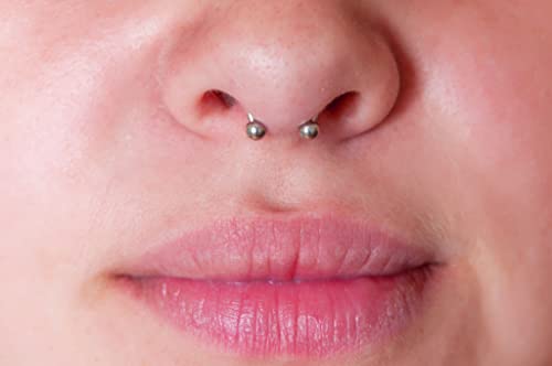 D.Bella 16G 14G Horseshoe Rings Surgical Steel Nose Septum Horseshoe Hoop Earring Eyebrow Tragus Lip Rings Daith Helix Piercing Jewelry for Women Men 6-12mm Smily Piercing Jewelry - color: 14g-silver-rose gold-black