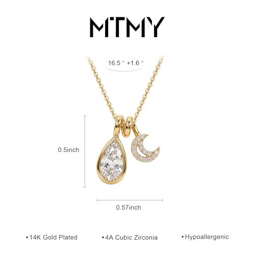 MTMY Gold Moon Pendant Necklace for Women,14K Gold Plated Dainty Chain Crescent Moon Sun Star Necklace Jewelry - style: drop moon