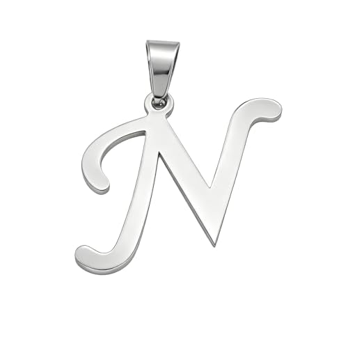 Stainless Steel Initial Letter Connector Charms Alphabet Pendant Diy Craft for Jewelry Making Necklaces Bracelets Keychain - color: Stainless Steel N