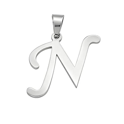 Stainless Steel Initial Letter Connector Charms Alphabet Pendant Diy Craft for Jewelry Making Necklaces Bracelets Keychain - color: Stainless Steel N